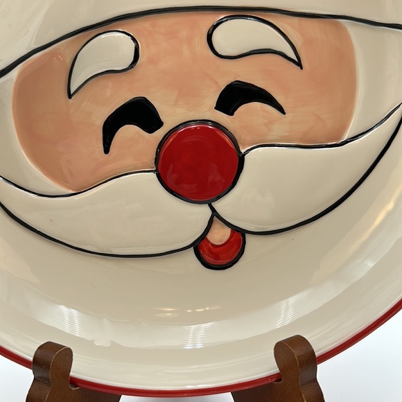 Essential Home Christmas Holiday Chip and Dip Santa Face Ceramic Plate - Picture 2 of 16